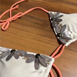 Victoria's Secret White and Coral Bikini Top